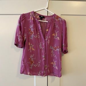 Paige pink floral button up